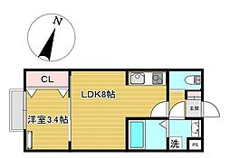 JR仙山線 北山駅 徒歩7分の賃貸アパート 1階1LDKの間取り