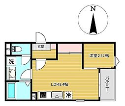 JR仙石線 小鶴新田駅 徒歩7分の賃貸アパート 1階1LDKの間取り