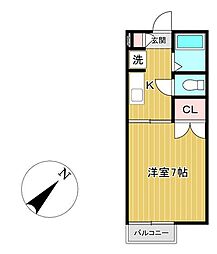 カーリアン南光台 1Kの間取図画像