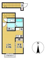 JR仙山線 東照宮駅 徒歩11分の賃貸アパート 2階1DKの間取り