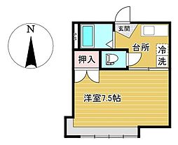 ホワイトファミール子平町 1Kの間取図画像