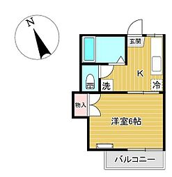エルメゾン荒町 1Kの間取図画像