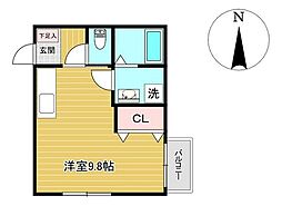 グランドヒルズ大梶 ワンルームの間取図画像