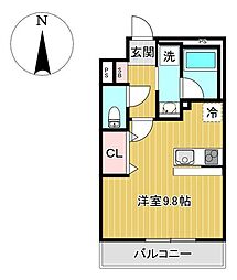 オハアスール ワンルームの間取図画像