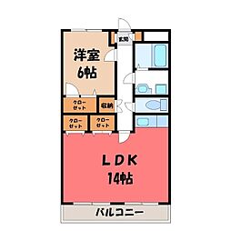 プレミール 1階1LDKの間取り