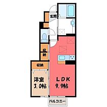 栃木県宇都宮市鶴田町（賃貸アパート1LDK・1階・34.65㎡） その2