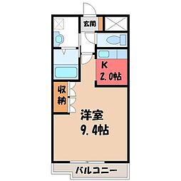 ブリリアントジェネレーション II 2階1Kの間取り