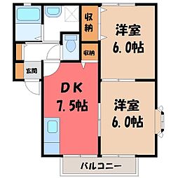 ソレジオ・S 2階2DKの間取り