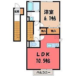 サングレース 2階1LDKの間取り