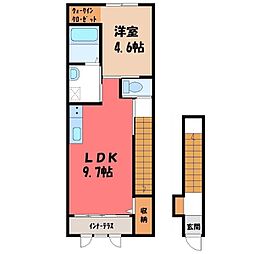 仮）ユニヴァリィII岩曽 2階1LDKの間取り