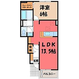 サン・ファミール 1階1LDKの間取り