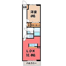 山王ハウス E 3階1LDKの間取り
