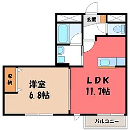 ノッティングヒル 2階1LDKの間取り