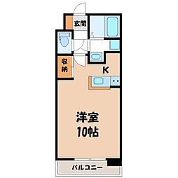 レナジア陽東A ワンルームの間取図画像