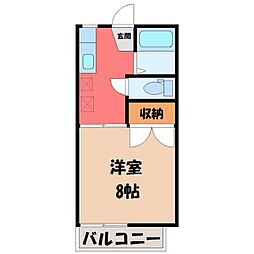 サンコーポ陽西 1Kの間取図画像