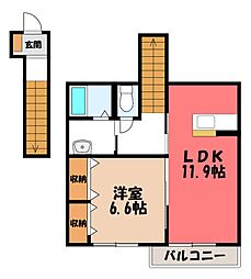 ブランシェE 1LDKの間取図画像