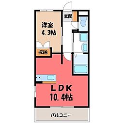 イーストヒルズ宿郷 1LDKの間取図画像
