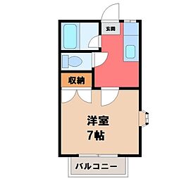 グリーンハイツ陽向台 1Kの間取図画像