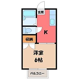 サマックスアルム 1Kの間取図画像