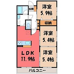 三向ハイツ元今泉 3LDKの間取図画像