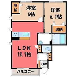 グリュックドルフ 2LDKの間取図画像