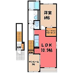 バリーフィールド B 1LDKの間取図画像