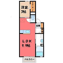 プランドールA 1LDKの間取図画像