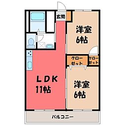 レジデンス東宝木 2LDKの間取図画像