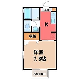グレースヒル 1Kの間取図画像