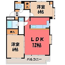 ベルエアー稲和 2LDKの間取図画像