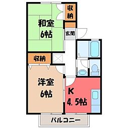 ウイングB 2Kの間取図画像