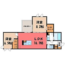 パルティール 2LDKの間取図画像