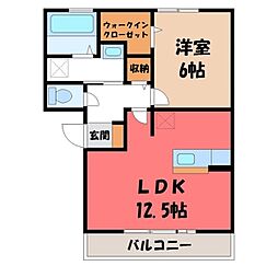フローラルコートF 1LDKの間取図画像