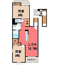 TYハイツ1 2LDKの間取図画像