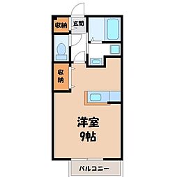 アンソレイエF 1Kの間取図画像