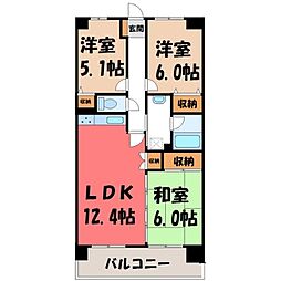 元今泉レジデンス 3LDKの間取図画像