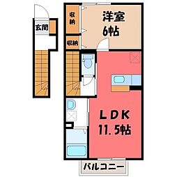 リベルテB 1LDKの間取図画像