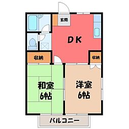 サマックスレガード 2DKの間取図画像