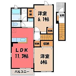 ベルフルールC 2LDKの間取図画像