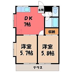 ライブハウスB 2DKの間取図画像