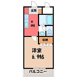アルテミス 1Kの間取図画像