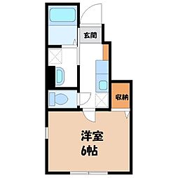リバレイン3 1Kの間取図画像
