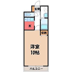 MRR宇都宮 1Kの間取図画像