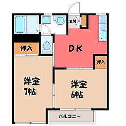 JOYコーポ 2DKの間取図画像