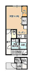 アバンティ中冨居C ワンルームの間取図画像