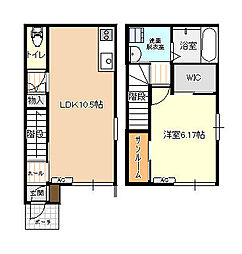 ビオラ泉町B棟 1LDKの間取図画像