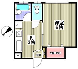 JR山手線 田端駅 徒歩4分の賃貸マンション 3階1Kの間取り