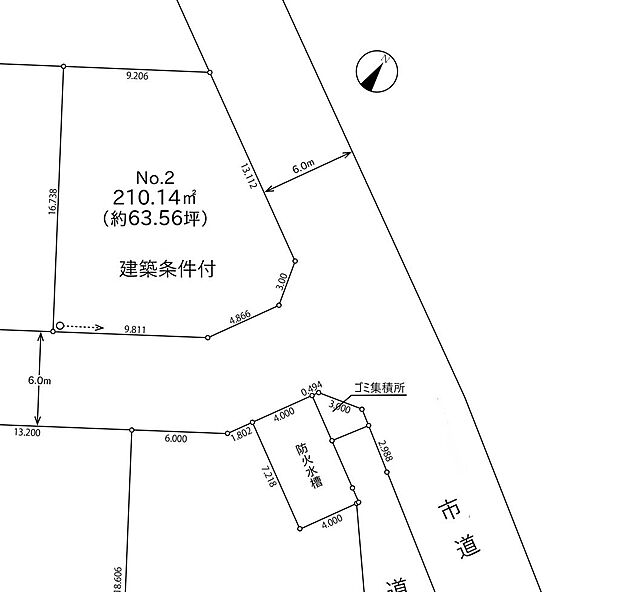 東南角地の物件です。上下水道宅地内に引込済。