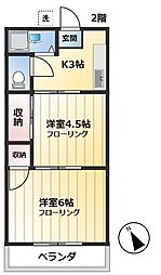 サンメグロ 2階2Kの間取り