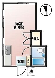 コーポ上野 1階ワンルームの間取り